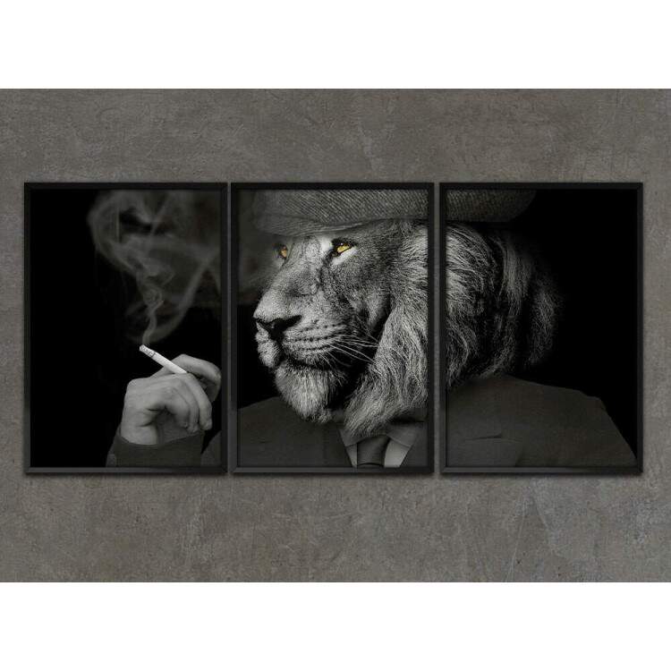 Kit 3 Quadros Decorativos Leo Fumando