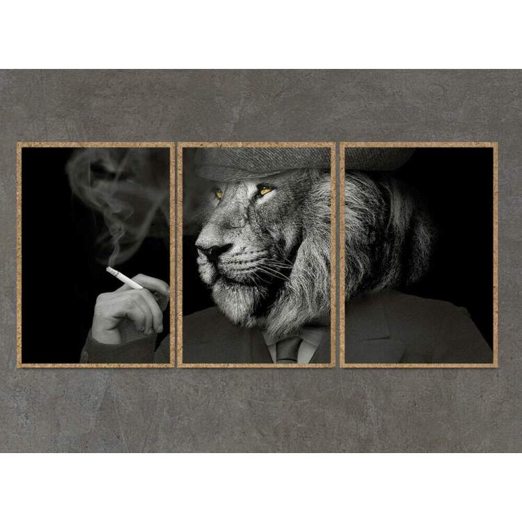 Kit 3 Quadros Decorativos Leo Fumando