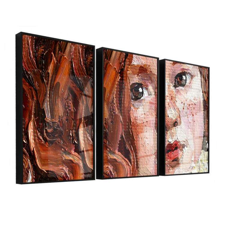 Kit 3 Quadros Decorativos Pintura Menina Ruiva