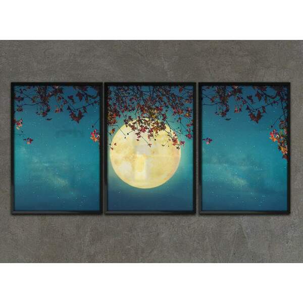 Kit 3 Quadros Decorativos Luar