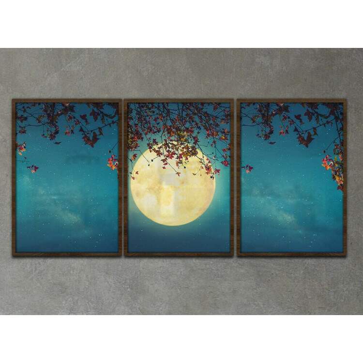 Kit 3 Quadros Decorativos Luar