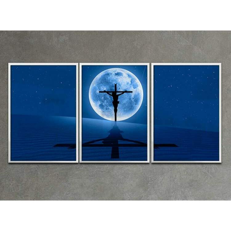 Kit 3 Quadros Decorativos Luar com Jesus