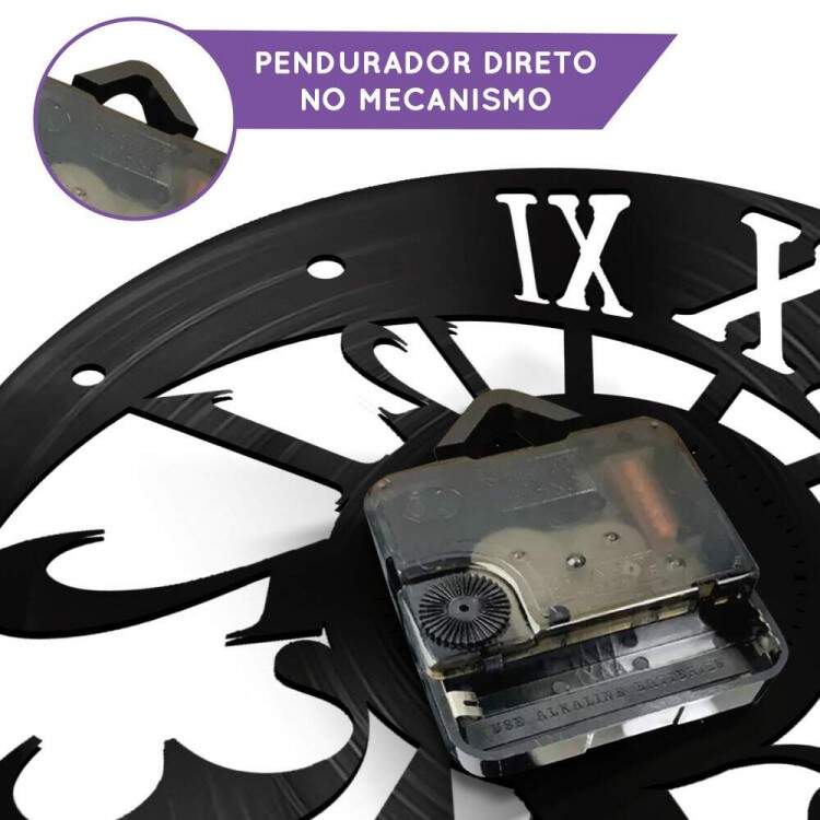 Relgio Decorativo de Disco de Vinil Nmeros Romanos