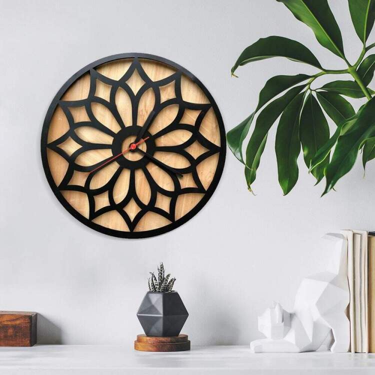 Relgio Decorativo de Parede MDF Mandala