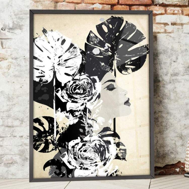 Quadro Decorativo Abstrato Mulher Floral