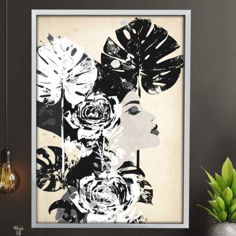 Quadro Decorativo Abstrato Mulher Floral