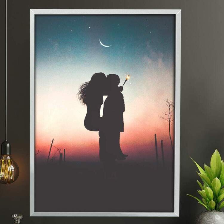 Quadro Decorativo Casal Se Beijando