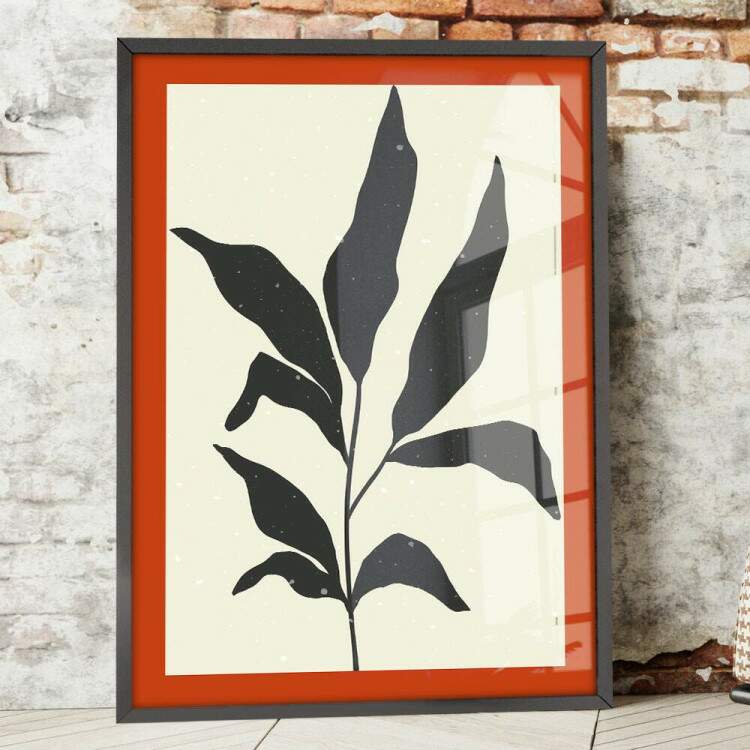 Quadro Decorativo Floral com Borda Vermelha