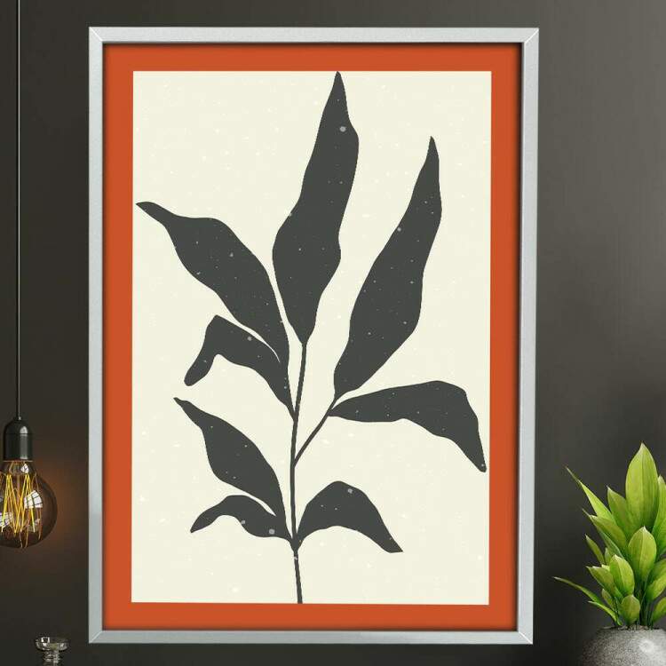 Quadro Decorativo Floral com Borda Vermelha