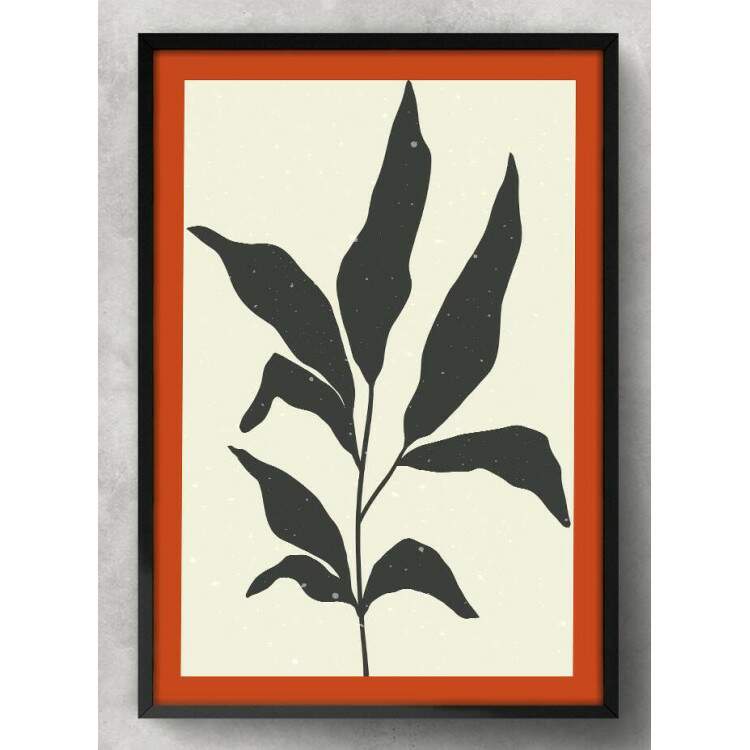 Quadro Decorativo Floral com Borda Vermelha