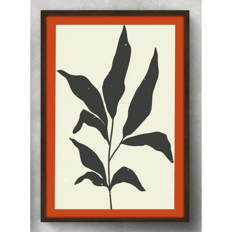 Quadro Decorativo Floral com Borda Vermelha