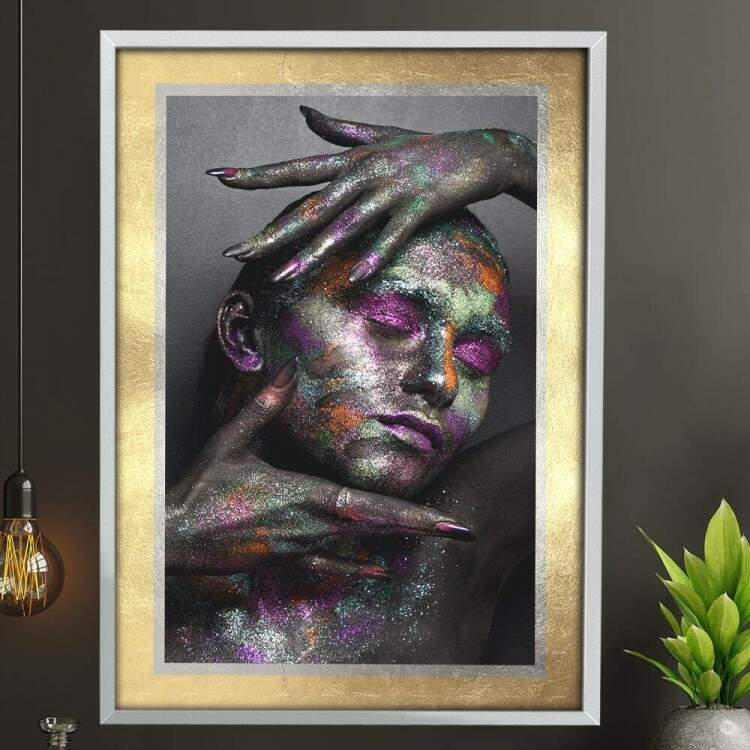 Quadro Decorativo Mulher com Glitter Colorido