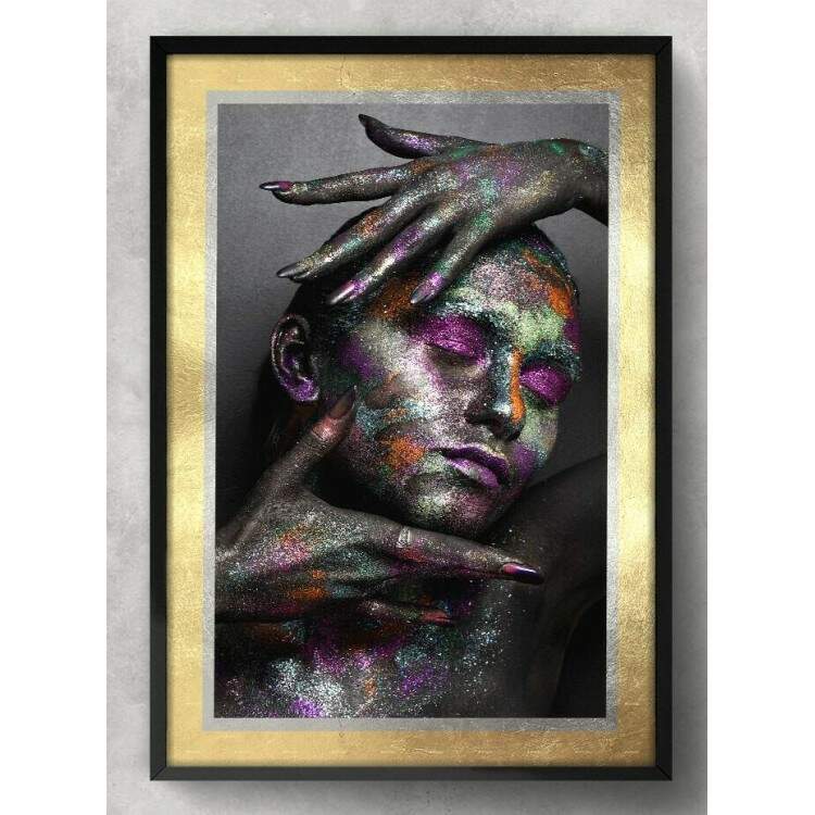 Quadro Decorativo Mulher com Glitter Colorido