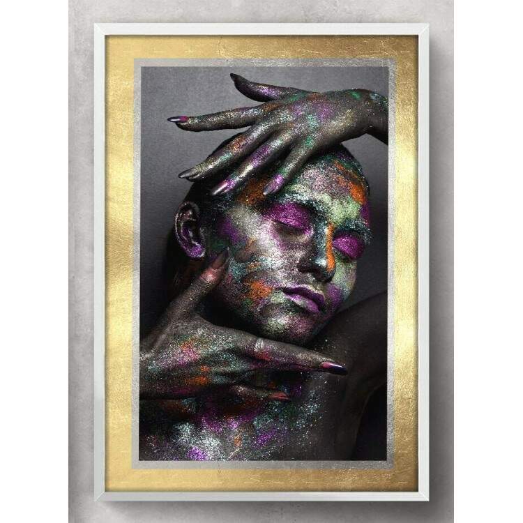 Quadro Decorativo Mulher com Glitter Colorido