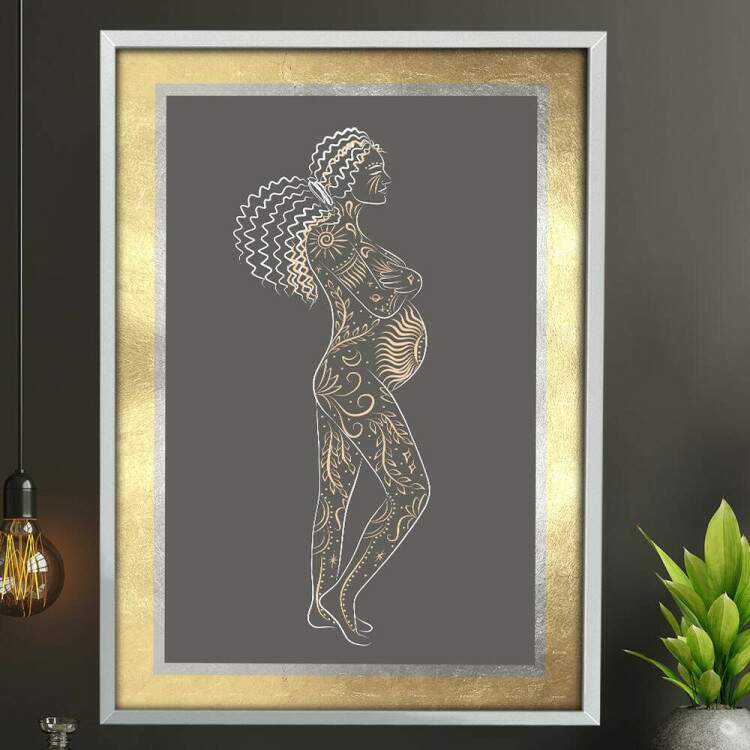 Quadro Decorativo Mulher Gravida Abstrato