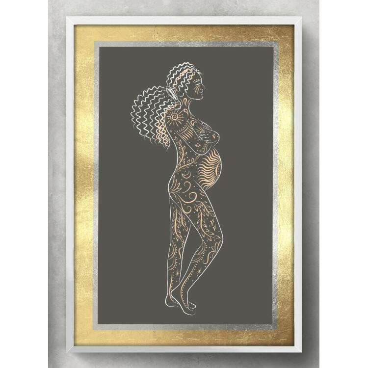 Quadro Decorativo Mulher Gravida Abstrato