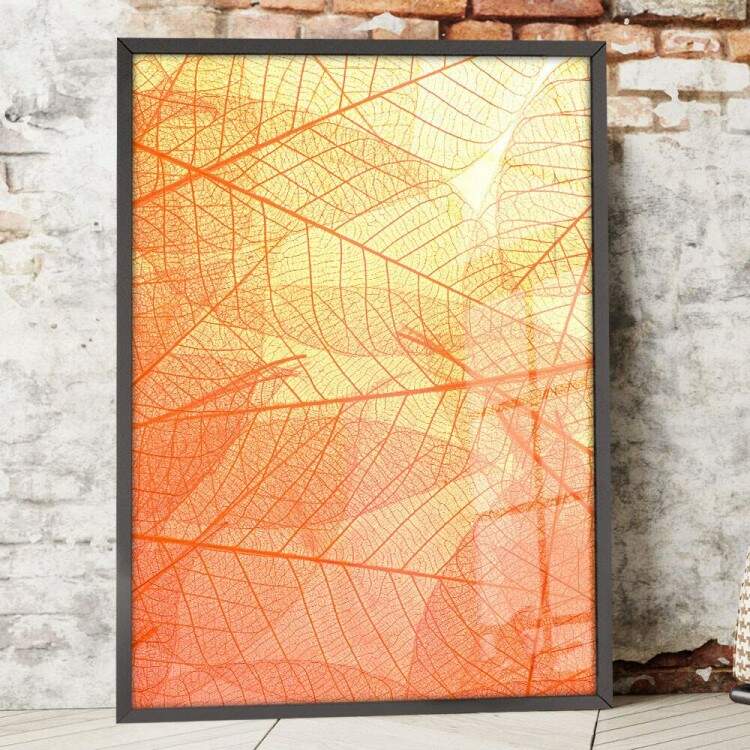 Quadro Decorativo Textura Folhas Vermelhas