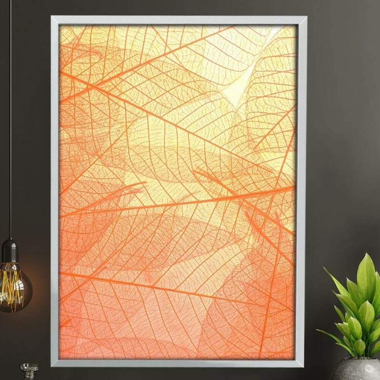 Quadro Decorativo Textura Folhas Vermelhas