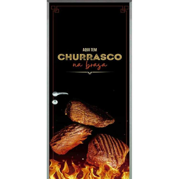 Adesivo Para Porta Aqui Tem Churrasco