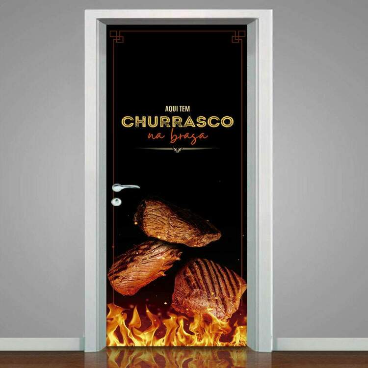 Adesivo Para Porta Aqui Tem Churrasco