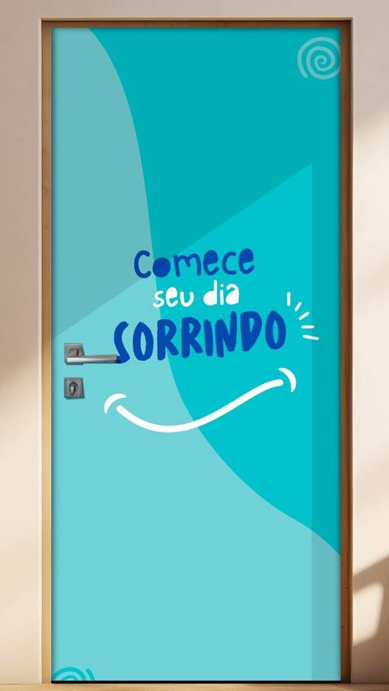 Adesivo Para Porta Comece Seu Dia Sorrindo