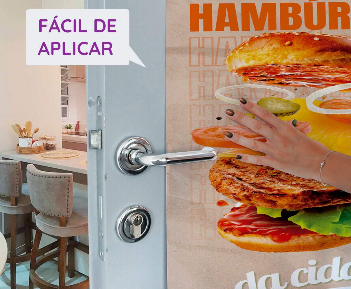 Adesivo Para Porta O Melhor Hamb�rguer Da Cidade