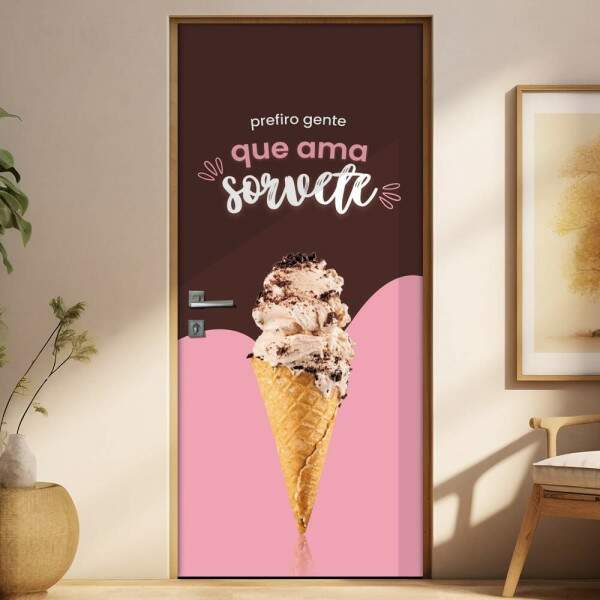 Adesivo Para Porta Gente Que Ama Sorvete