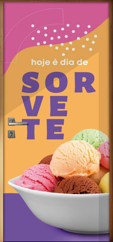 Adesivo Para Porta Hoje  Dia De Sorvete