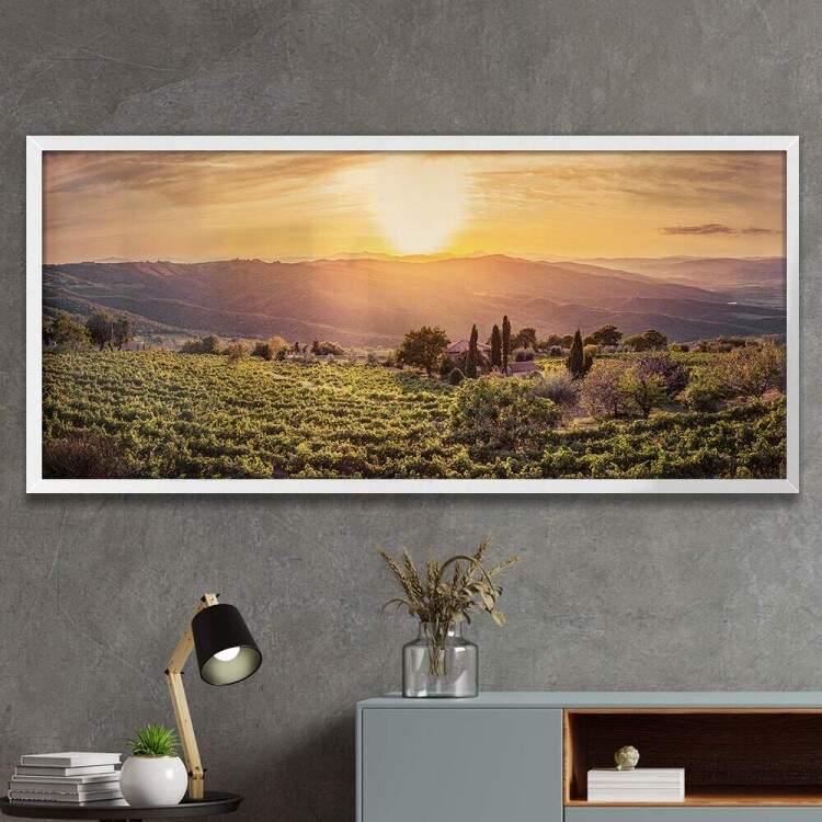 Quadro Decorativo Slim Casa no Por do Sol