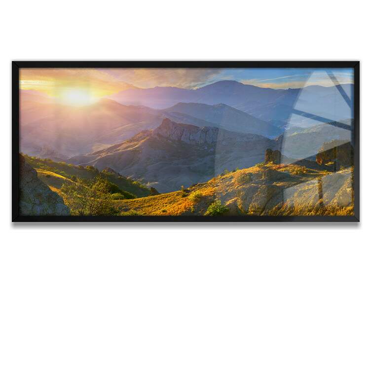 Quadro Decorativo Slim Montanha No Por do Sol