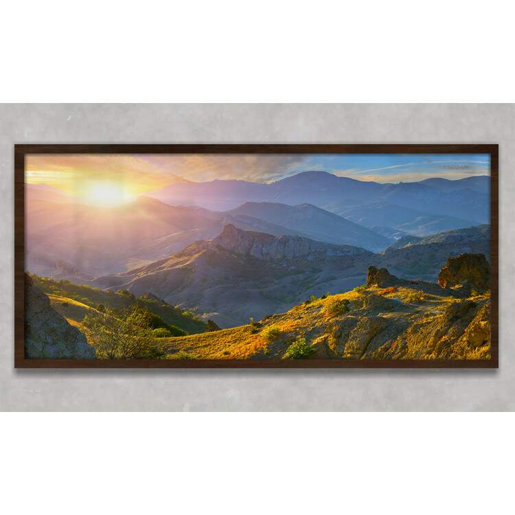 Quadro Decorativo Slim Montanha No Por do Sol