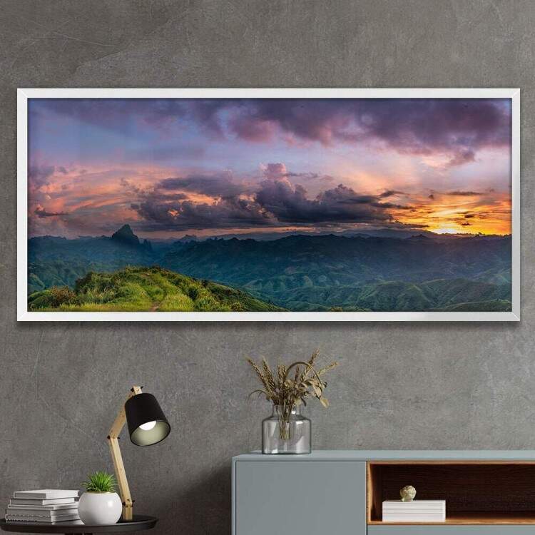 Quadro Decorativo Slim Montanhas Ao Anoitecer