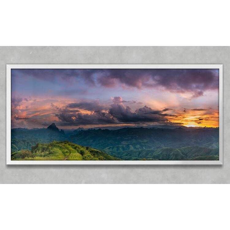 Quadro Decorativo Slim Montanhas Ao Anoitecer