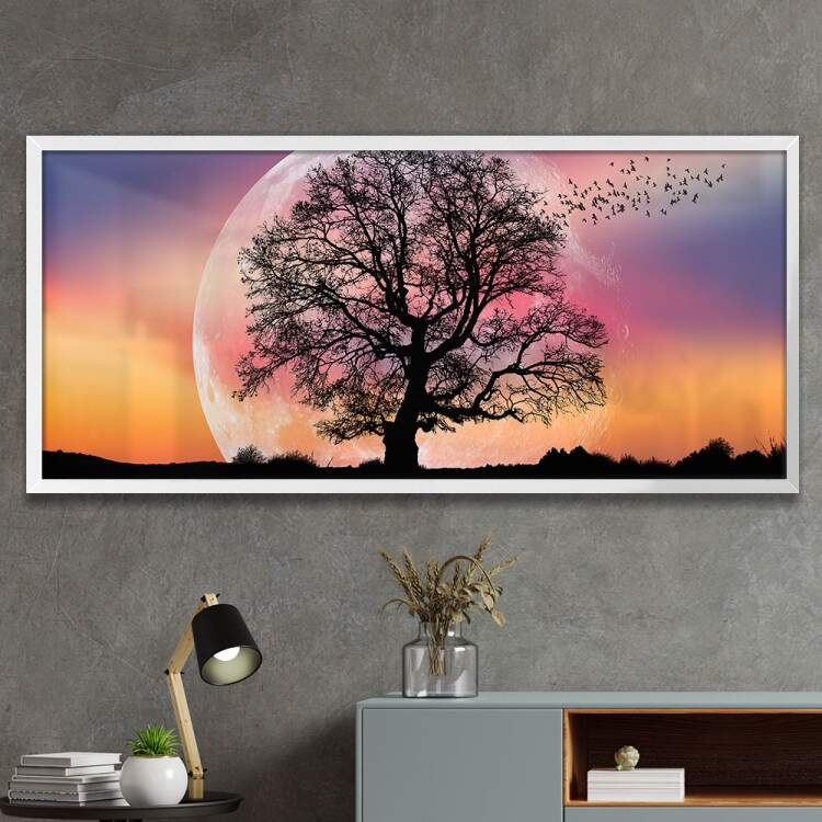 Quadro Decorativo Slim Por no Sol com Lua