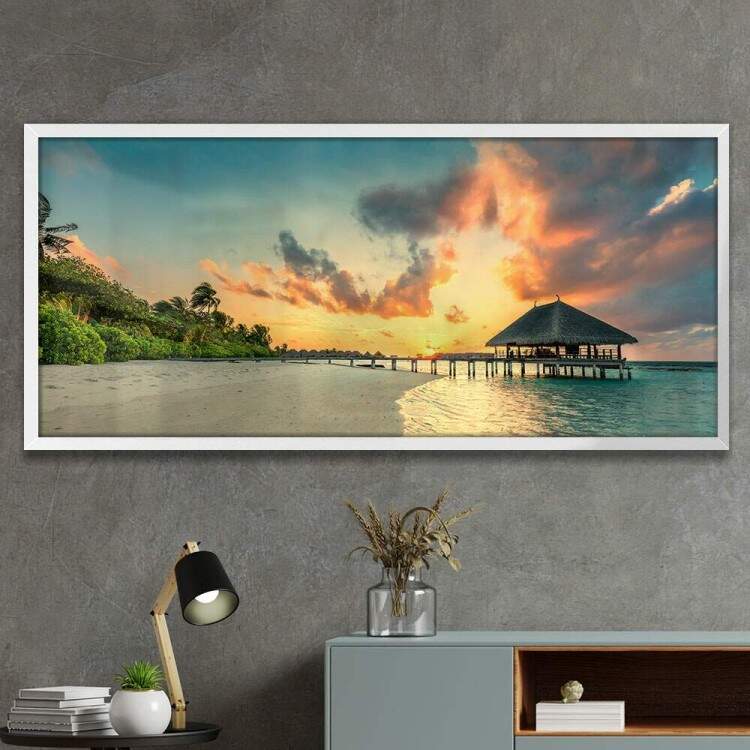 Quadro Decorativo Slim Quiosque na Praia
