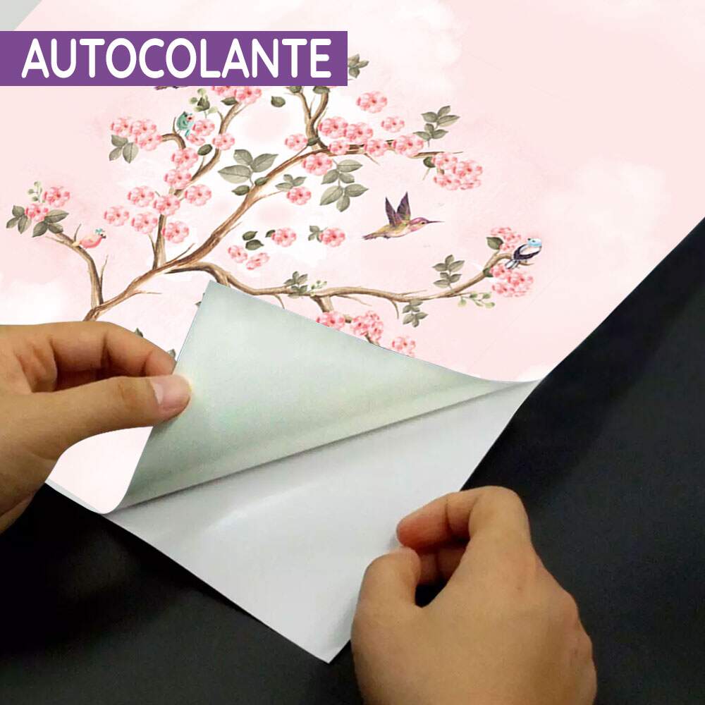 Papel de Parede Casa de Passarinhos e Galhos com Flores MP