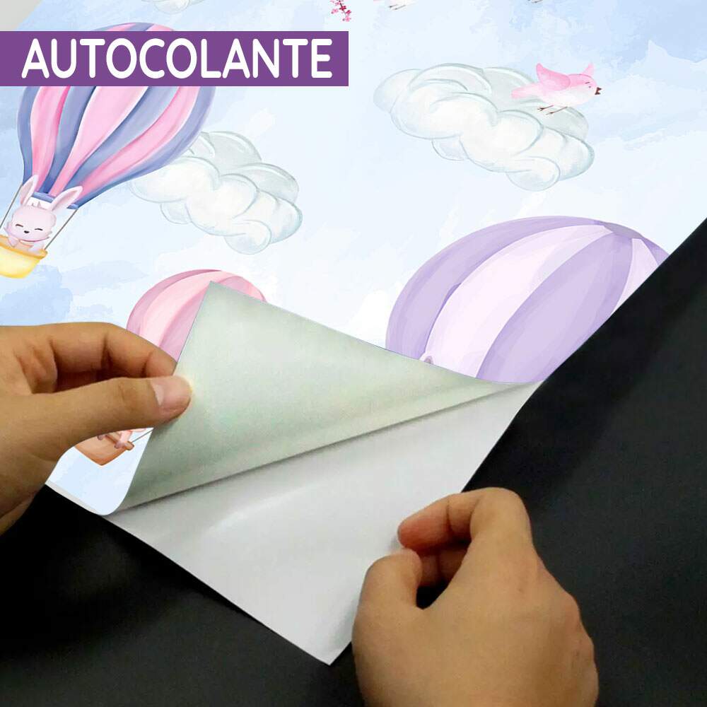 Papel de Parede Animaizinhos em Bal�es Li�s e Rosa MP