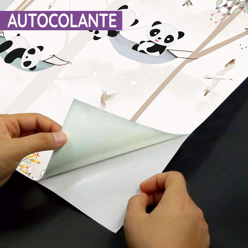 Papel de Parede Panda na Rede com Flores MP