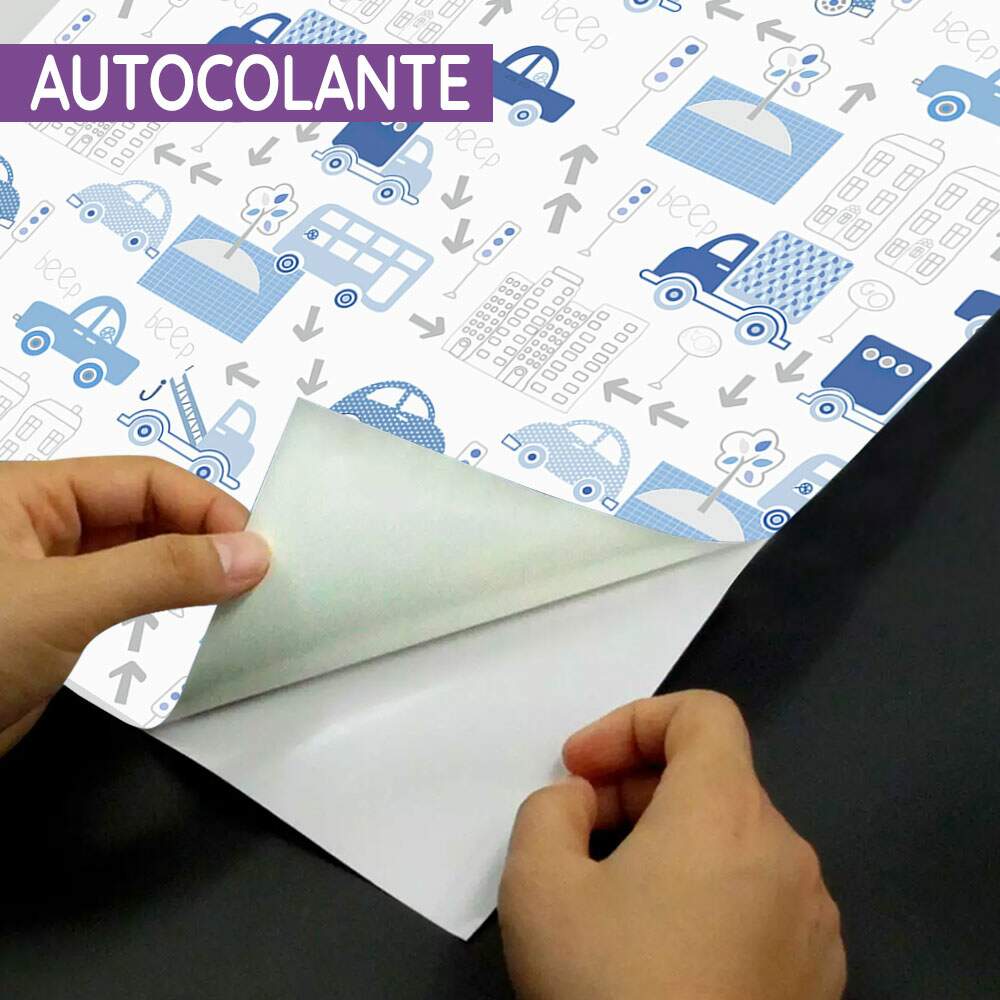 Papel de Parede Desenho de Carrinho Azul Fundo Branco MP