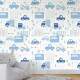 Papel de Parede Desenho de Carrinho Azul Fundo Branco MP