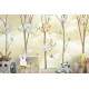 Papel de Parede Floresta Amarela Ursinhos e Gatinhos na �rvore MP