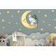 Papel de Parede Gatinho na Lua Nuvens e Estrelas MP