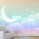 Papel de Parede Lua, Nuvens e Arco-�ris 3D