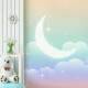 Papel de Parede Lua, Nuvens e Arco-�ris 3D