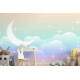 Papel de Parede Lua, Nuvens e Arco-�ris 3D
