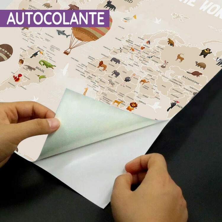 Papel de Parede Mapa-Mundi Bege e Branco MP