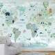 Papel de Parede Mapa-Mundi Infantil Tons de Verde MP