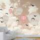 Papel de Parede Bal�es com P�ssaros em C�u Bege 3D