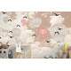 Papel de Parede Bal�es com P�ssaros em C�u Bege 3D