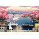 Papel de Parede Menina no Rio com P�r-do-Sol no Fundo 3D